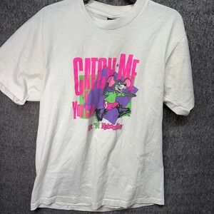 Vintage 90s Screen Stars Best Cat Food Shirt‎ LG White Catch Me If You Can Mouse